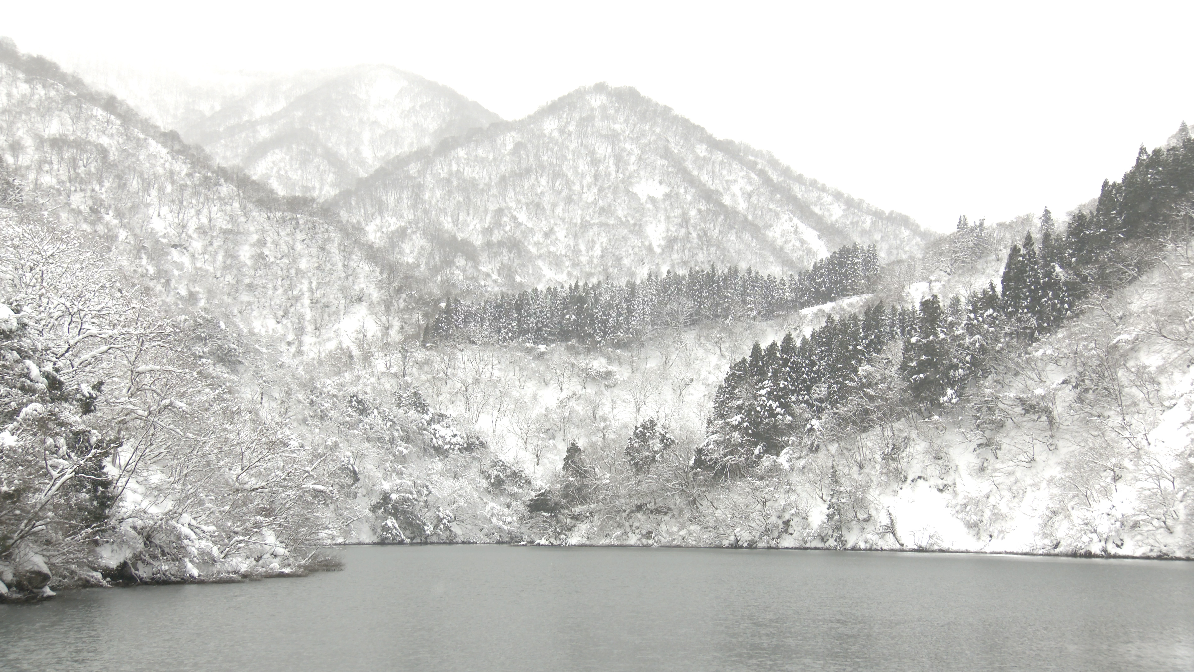 4K映像_庄川峡の雪景色